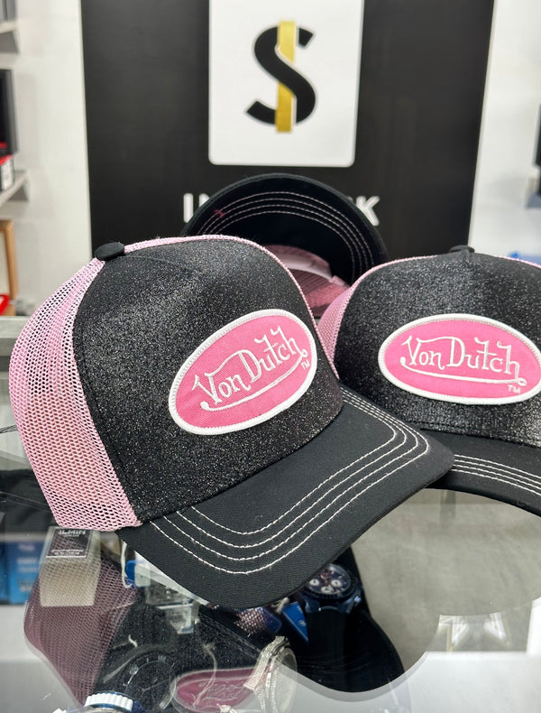 VON DUTCH NEGRO BRILLANTE Y ROSA