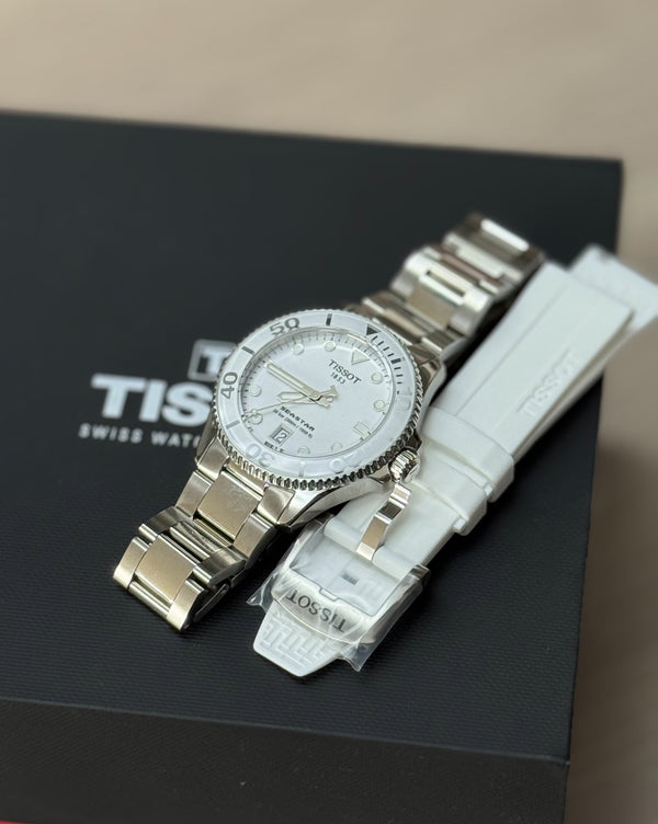 Reloj Hombre Tissot Seastar Cuarzo Esfera Blanca T120.210.11.011.00