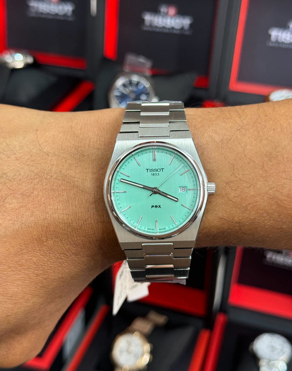 Reloj para hombre Tissot PRX cuarzo esfera verde claro T137.410.11.091.01